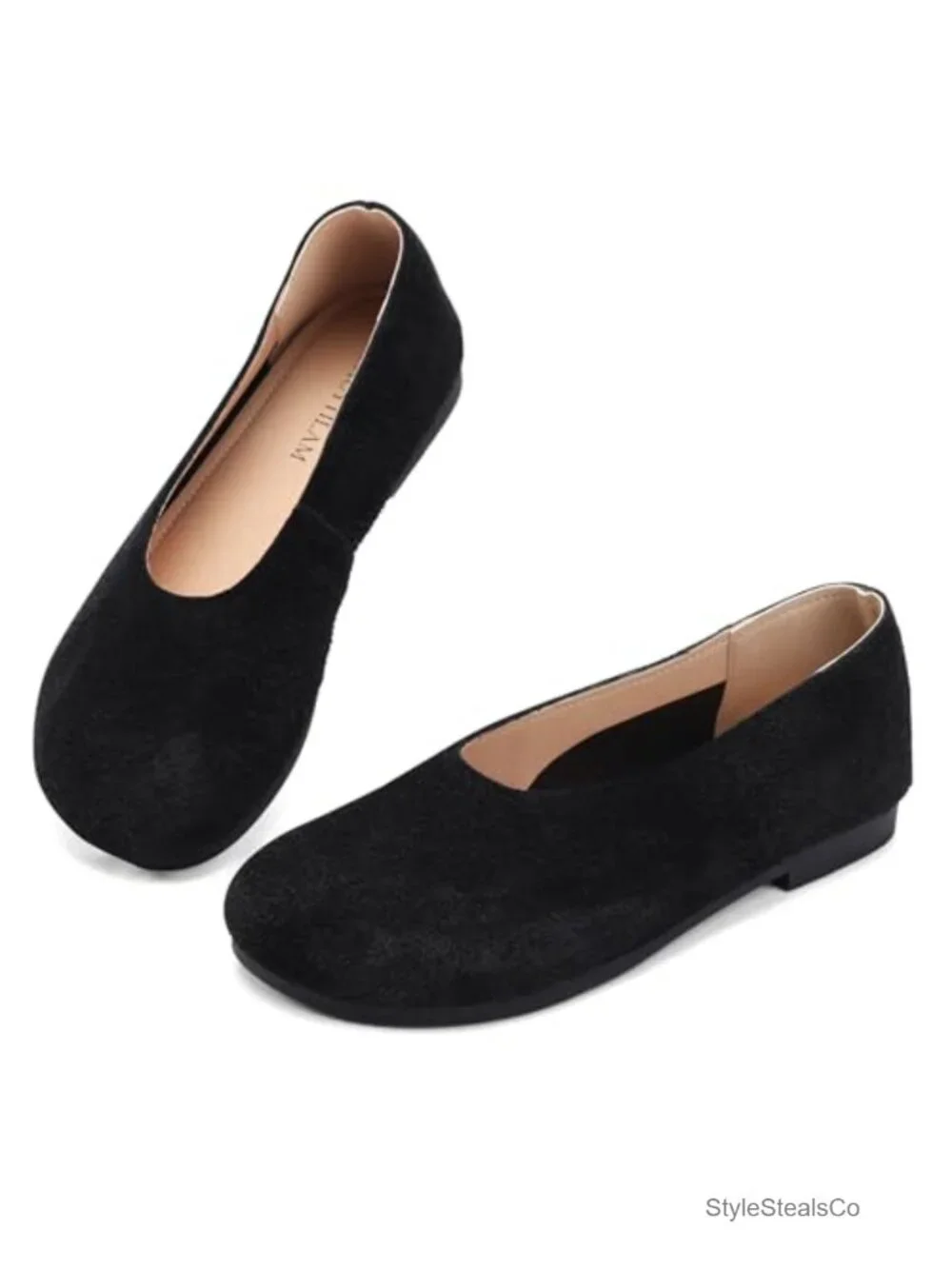 Suede Flats Women Round Toe Slip-On Comfortable Daily Work Shoes
